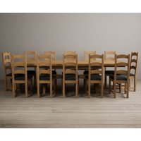 Product photograph of Extending Olympia 180cm Solid Oak Dining Table With 12 Cream Alton Chairs from Oak Furniture Superstore
