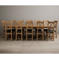 Product photograph of Extending Olympia 180cm Solid Oak Dining Table With 12 Grey Natural Solid Oak Chairs from Oak Furniture Superstore
