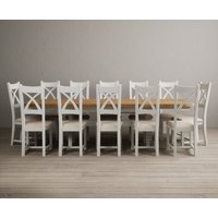 Product photograph of Extending Olympia 180cm Oak And Signal White Painted Dining Table With 8 Oak Painted Chairs from Oak Furniture Superstore