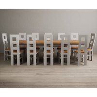 Product photograph of Extending Olympia 180cm Oak And Soft White Painted Dining Table With 10 Blue Painted Chairs from Oak Furniture Superstore