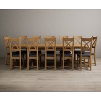 Product photograph of Extending Olympia 180cm Solid Oak Dining Table With 10 Linen Natural Solid Oak Chairs from Oak Furniture Superstore