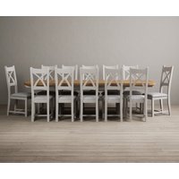 Product photograph of Extending Olympia 180cm Oak And Soft White Painted Dining Table With 8 Charcoal Grey Painted Chairs from Oak Furniture Superstore