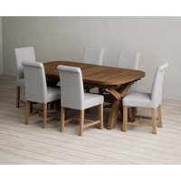 Product photograph of Extending Olympia 180cm Rustic Solid Oak Dining Table With 12 Brown Scroll Back Chairs from Oak Furniture Superstore