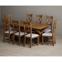 Product photograph of Extending Olympia 180cm Rustic Solid Oak Dining Table With 12 Rustic Oak Rustic Solid Oak Chairs from Oak Furniture Superstore