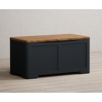 Product photograph of Pembridge Oak And Dark Blue Painted Blanket Box from Oak Furniture Superstore