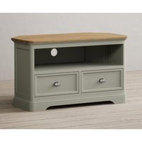 Product photograph of Brampton Soft Green Painted Corner Tv Cabinet from Oak Furniture Superstore