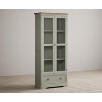 Product photograph of Brampton Soft Green Painted Glazed Display Cabinet from Oak Furniture Superstore