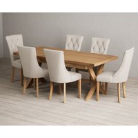 Product photograph of Extending Buckley 200cm Solid Oak Dining Table With 8 Grey Beatrix Chairs from Oak Furniture Superstore