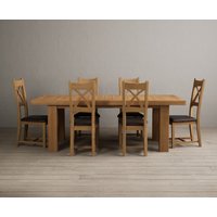 Product photograph of Extending Callington 230cm Oak Dining Table With 6 Charcoal Grey Natural Solid Oak Chairs from Oak Furniture Superstore