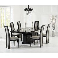 Product photograph of Carvelle 160cm Black Pedestal Marble Dining Table With 8 Black Novara Chairs from Oak Furniture Superstore