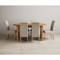 Product photograph of Extending Caversham Oak Oval Dining Table With 8 Blue Scroll Back Chairs from Oak Furniture Superstore