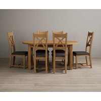 Product photograph of Extending Caversham Oak Oval Dining Table With 8 Blue Natural Solid Oak Chairs from Oak Furniture Superstore
