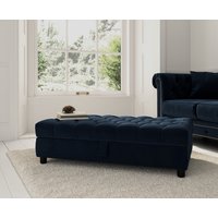 Product photograph of Mayfair Dark Blue Velvet Storage Footstool from Oak Furniture Superstore