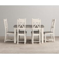 Product photograph of Extending Dartmouth 140cm Oak And Soft White Painted Dining Table With 8 Light Grey Painted Chairs from Oak Furniture Superstore