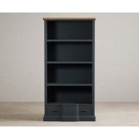 Product photograph of Delphine Oak And Blue Painted Tall Bookcase from Oak Furniture Superstore
