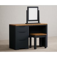 Product photograph of Pembridge Oak And Dark Blue Painted Dressing Table Set from Oak Furniture Superstore
