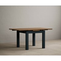 Product photograph of Extending Buxton 90cm Oak And Dark Blue Painted Dining Table from Oak Furniture Superstore