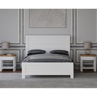 Product photograph of Bradwell Oak And Signal White Painted Double Bed from Oak Furniture Superstore