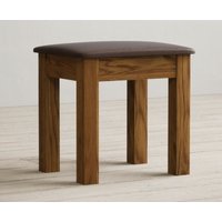 Product photograph of Harrogate Rustic Solid Oak And Leather Dressing Table Stool from Oak Furniture Superstore