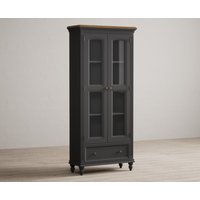 Product photograph of Francis Oak And Charcoal Grey Painted Glazed Display Cabinet from Oak Furniture Superstore