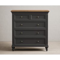 Product photograph of Francis Oak And Charcoal Grey Painted 2 Over 3 Chest Of Drawers from Oak Furniture Superstore