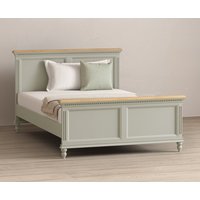 Product photograph of Francis Oak And Soft Green Painted Double Bed from Oak Furniture Superstore