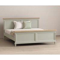 Product photograph of Francis Oak And Soft Green Painted Super King Bed from Oak Furniture Superstore