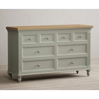 Product photograph of Francis Oak And Soft Green Painted Wide Chest Of Drawers from Oak Furniture Superstore
