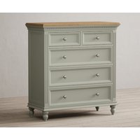 Product photograph of Francis Oak And Soft Green Painted 2 Over 3 Chest Of Drawers from Oak Furniture Superstore