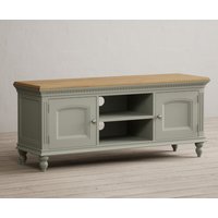 Product photograph of Francis Oak And Soft Green Painted Large Tv Cabinet from Oak Furniture Superstore