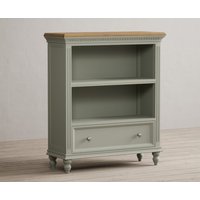 Product photograph of Francis Oak And Soft Green Painted Low Bookcase from Oak Furniture Superstore