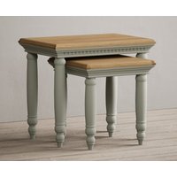 Product photograph of Francis Oak And Soft Green Painted Nest Of Tables from Oak Furniture Superstore