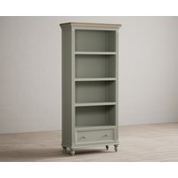 Product photograph of Francis Oak And Soft Green Painted Tall Bookcase from Oak Furniture Superstore