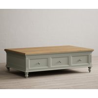 Product photograph of Francis Oak And Soft Green Painted 6 Drawer Extra Large Coffee Table from Oak Furniture Superstore