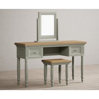 Product photograph of Francis Oak And Soft Green Painted Dressing Table Set from Oak Furniture Superstore