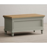 Product photograph of Francis Oak And Soft Green Painted Blanket Box from Oak Furniture Superstore