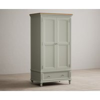 Product photograph of Francis Oak And Soft Green Painted Double Wardrobe from Oak Furniture Superstore