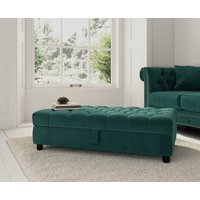 Product photograph of Mayfair Green Velvet Storage Footstool from Oak Furniture Superstore