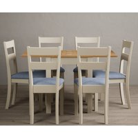 Product photograph of Extending Hadleigh Oak And Cream Painted Dining Table With 2 Brown Kendal Chairs from Oak Furniture Superstore