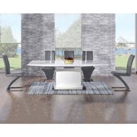 Product photograph of Extending Alessio 160cm White High Gloss Dining Table With 6 Black Aldo Chairs from Oak Furniture Superstore