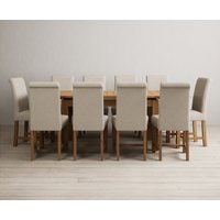 Product photograph of Extending Buxton 140cm Solid Oak Dining Table With 10 Natural Scroll Back Chairs from Oak Furniture Superstore