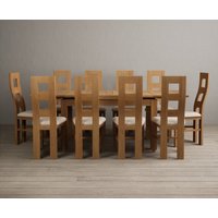 Product photograph of Extending Buxton 140cm Solid Oak Dining Table With 10 Light Grey Natural Chairs from Oak Furniture Superstore