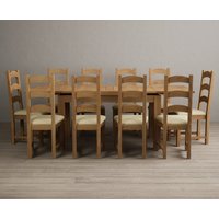 Product photograph of Extending Buxton 140cm Solid Oak Dining Table With 10 Brown Alton Chairs from Oak Furniture Superstore