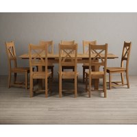 Product photograph of Extending Buxton 140cm Solid Oak Dining Table With 10 Blue Natural Solid Oak Chairs from Oak Furniture Superstore