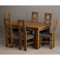 Product photograph of Extending Buxton 140cm Rustic Solid Oak Dining Table With 6 Blue Rustic Solid Oak Chairs from Oak Furniture Superstore