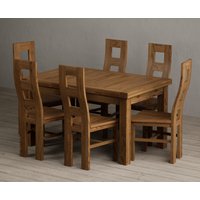 Product photograph of Extending Buxton 140cm Rustic Solid Oak Dining Table With 6 Rustic Oak Rustic Solid Oak Chairs from Oak Furniture Superstore