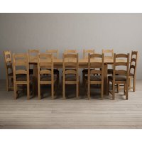 Product photograph of Extending Buxton 180cm Solid Oak Dining Table With 12 Grey Alton Chairs from Oak Furniture Superstore
