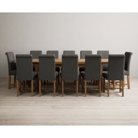 Product photograph of Extending Buxton 180cm Solid Oak Dining Table With 10 Natural Scroll Back Chairs from Oak Furniture Superstore