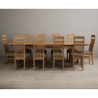 Product photograph of Extending Buxton 180cm Solid Oak Dining Table With 8 Grey Chairs from Oak Furniture Superstore