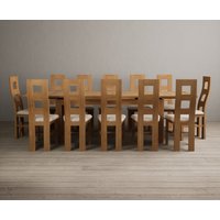 Product photograph of Extending Buxton 180cm Solid Oak Dining Table With 10 Light Grey Natural Chairs from Oak Furniture Superstore